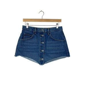 LF Carmar Denim Y2K Pointed Hem Button Mini Skirt in Blue Size 29
